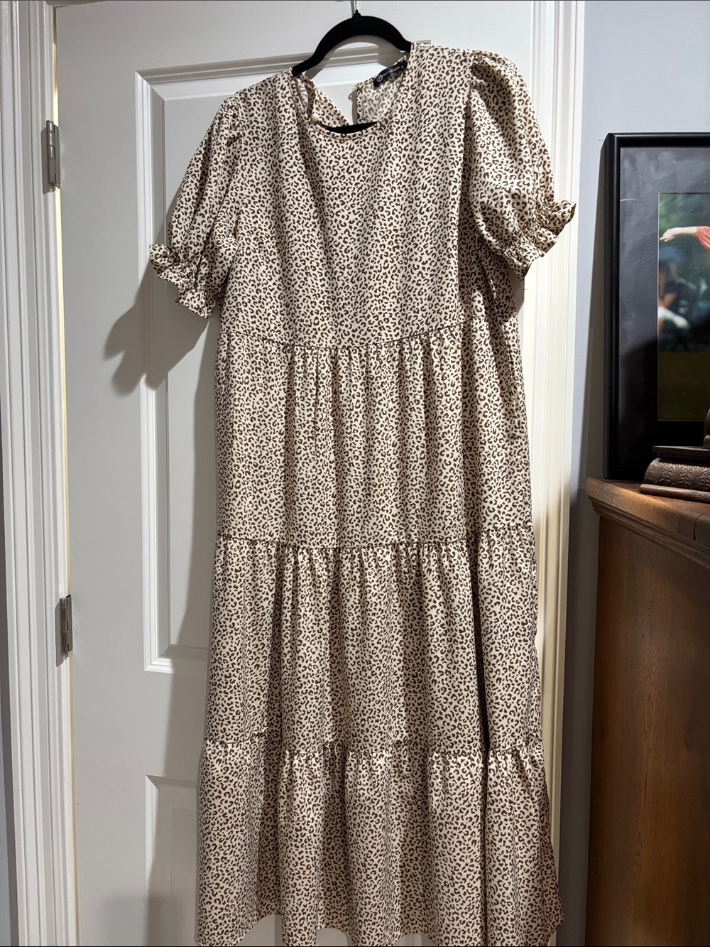Beige Animal-Print Tiered Maxi Dress - Picture 1 of 1